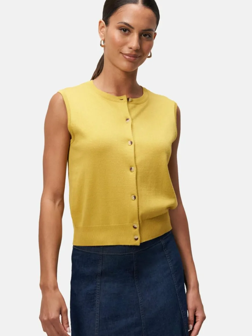 zero Pullover & Strickjacken*Damen Feinstrickweste gelb uni