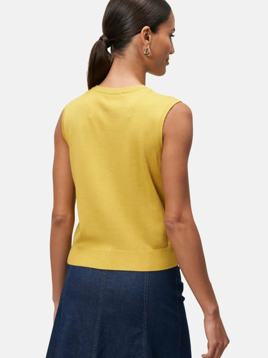 zero Pullover & Strickjacken*Damen Feinstrickweste gelb uni