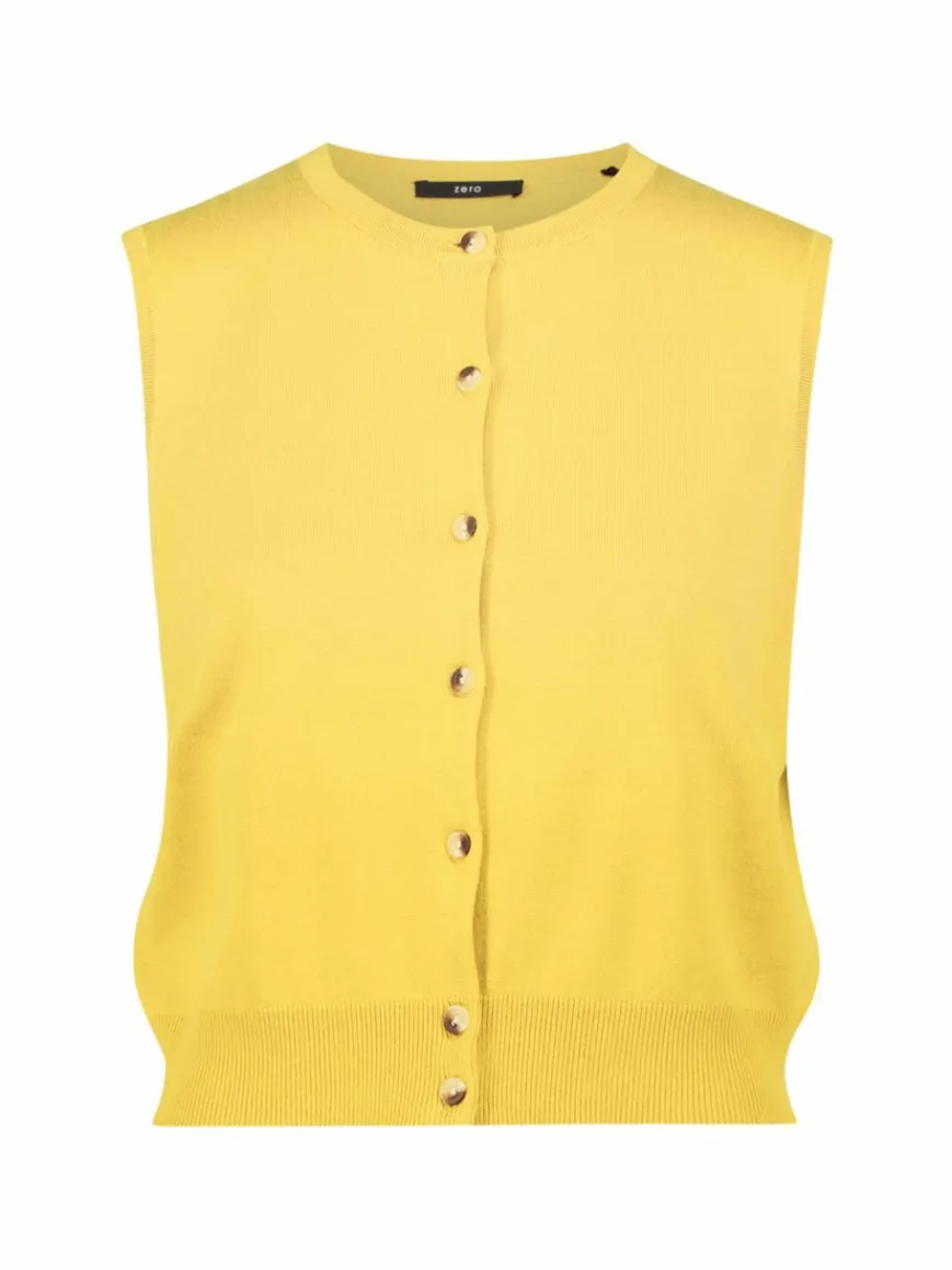 zero Pullover & Strickjacken*Damen Feinstrickweste gelb uni