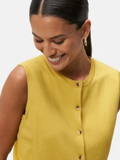 zero Pullover & Strickjacken*Damen Feinstrickweste gelb uni