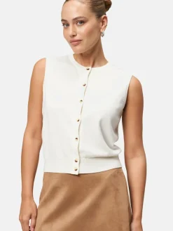 zero Pullover & Strickjacken*Damen Feinstrickweste beige uni