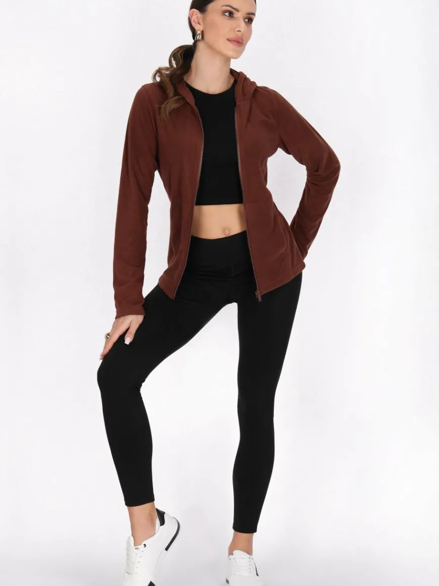 Faina Sweatshirts & Sweatjacken*Damen Fleecejacke braun uni