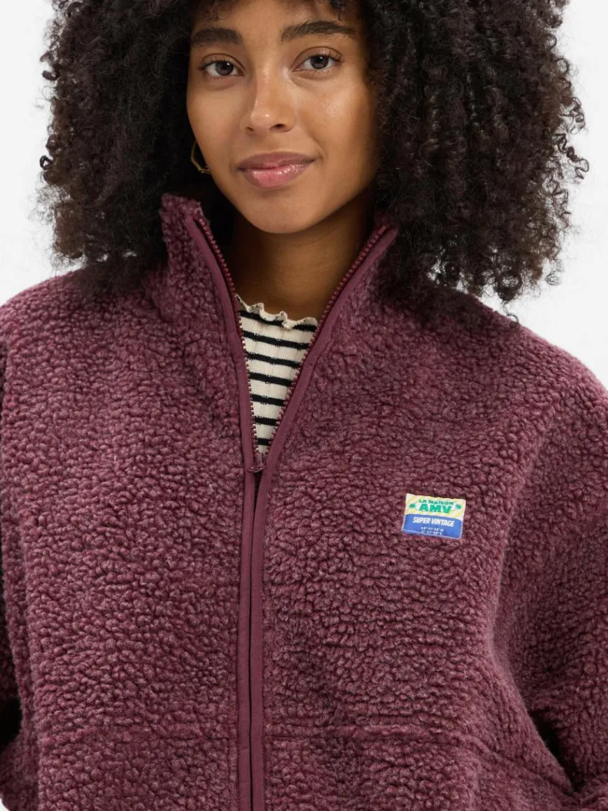 american vintage Jacken & Westen|Sweatshirts & Sweatjacken*Damen Fleecejacke - Hoktown bordeaux meliert