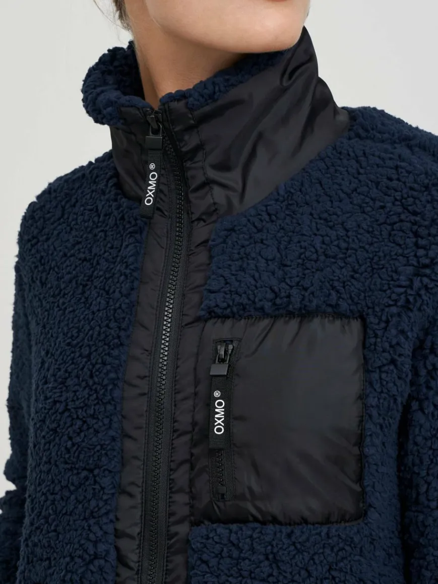 OXMO Sweatshirts & Sweatjacken*Damen Fleecejacke - OXEllin blau gemustert