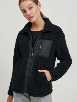 OXMO Sweatshirts & Sweatjacken*Damen Fleecejacke - OXEllin schwarz gemustert