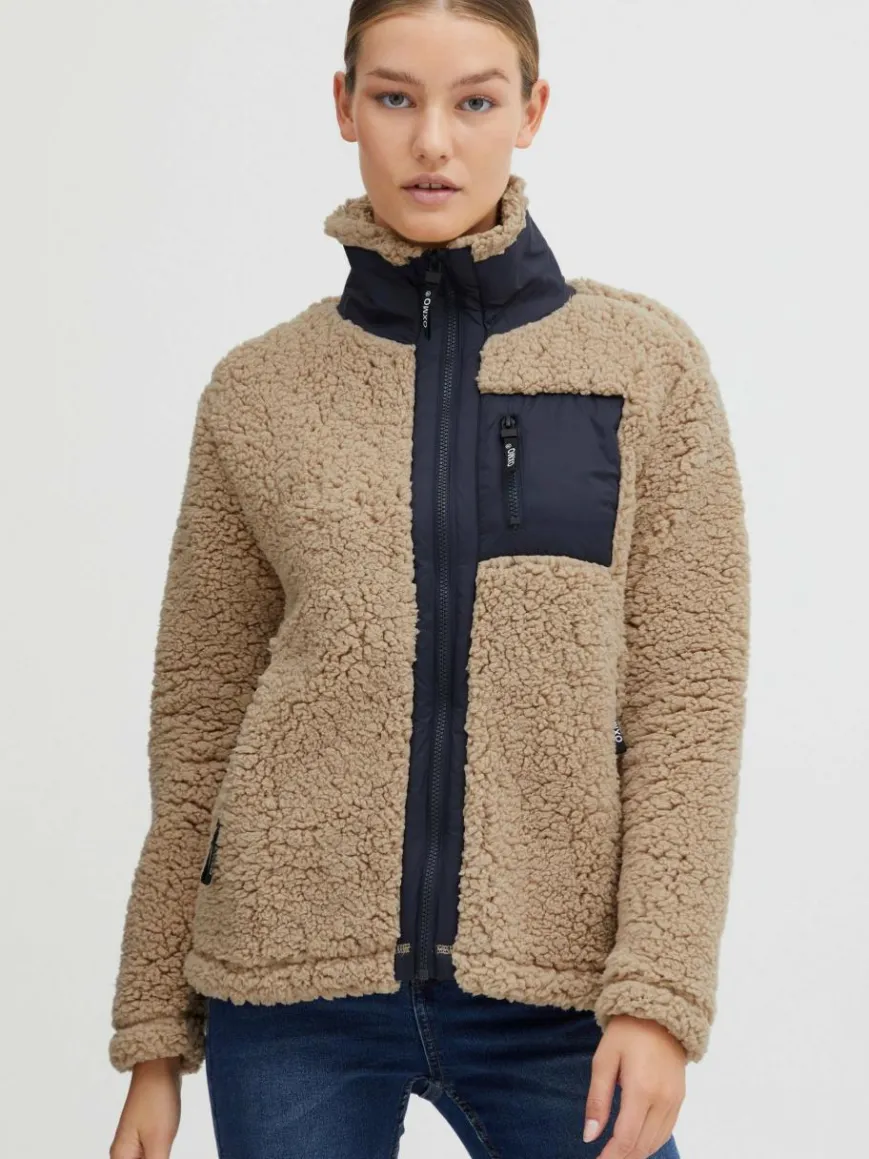 OXMO Sweatshirts & Sweatjacken*Damen Fleecejacke - OXEllin beige gemustert