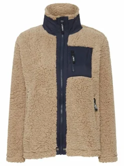 OXMO Sweatshirts & Sweatjacken*Damen Fleecejacke - OXEllin beige gemustert