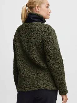 OXMO Sweatshirts & Sweatjacken*Damen Fleecejacke - OXEllin oliv gemustert