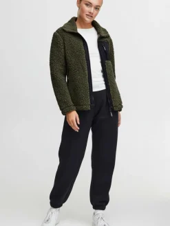 OXMO Sweatshirts & Sweatjacken*Damen Fleecejacke - OXEllin oliv gemustert