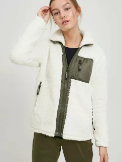 OXMO Sweatshirts & Sweatjacken*Damen Fleecejacke - OXEllin weiß gemustert