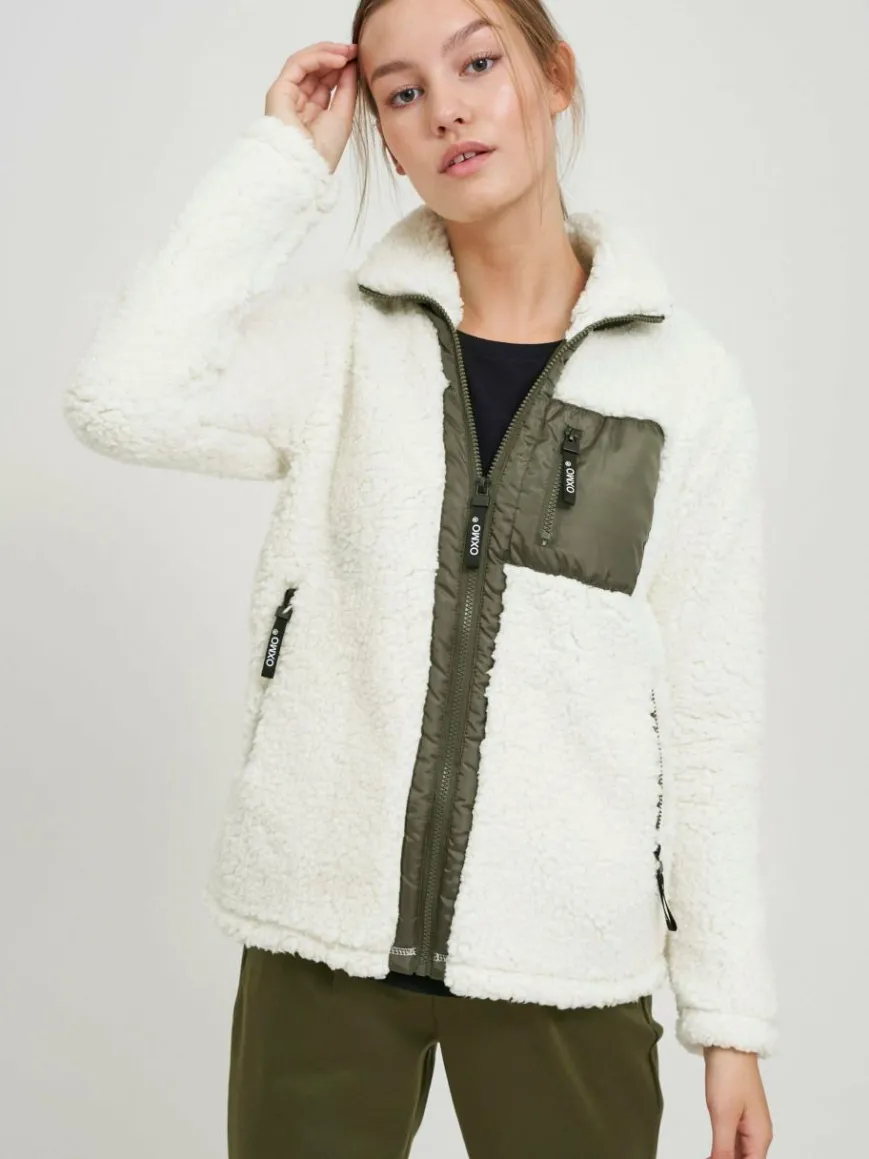 OXMO Sweatshirts & Sweatjacken*Damen Fleecejacke - OXEllin weiß gemustert