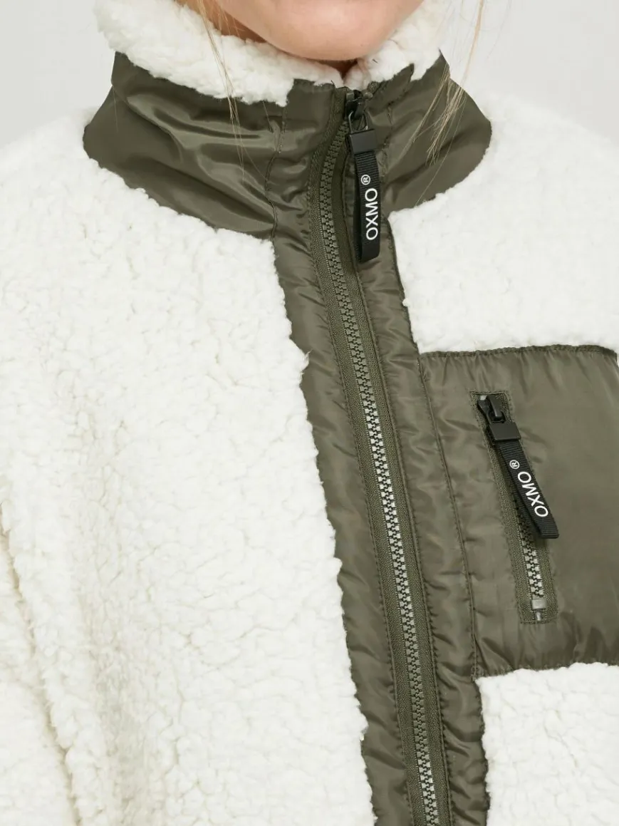 OXMO Sweatshirts & Sweatjacken*Damen Fleecejacke - OXEllin weiß gemustert