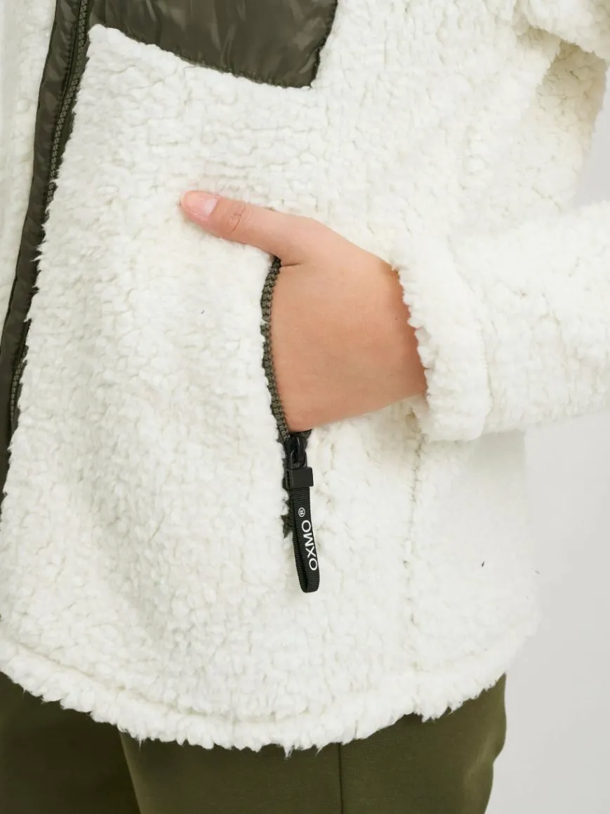 OXMO Sweatshirts & Sweatjacken*Damen Fleecejacke - OXEllin weiß gemustert