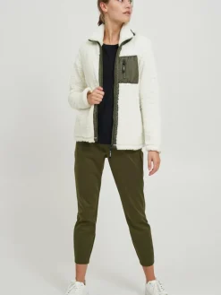 OXMO Sweatshirts & Sweatjacken*Damen Fleecejacke - OXEllin weiß gemustert