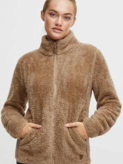 OXMO Sweatshirts & Sweatjacken*Damen Fleecejacke - OXTelsa beige uni