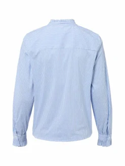 More & More Blusen*Damen Freizeitbluse hellblau weiß gestreift