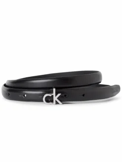 Calvin Klein Gürtel*Damen Gürtel aus Nappaleder - CK Buckle Skinny Belt schwarz uni