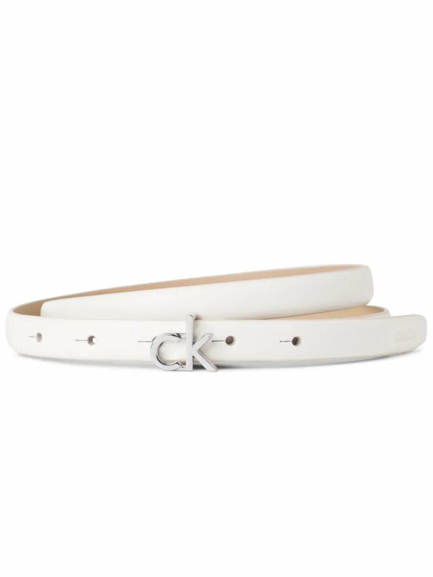 Calvin Klein Gürtel*Damen Gürtel aus Nappaleder - CK Buckle Skinny Belt ecru uni