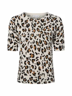 Marie Lund Pullover & Strickjacken*Damen Halbarm-Pullover sand schwarz gemustert