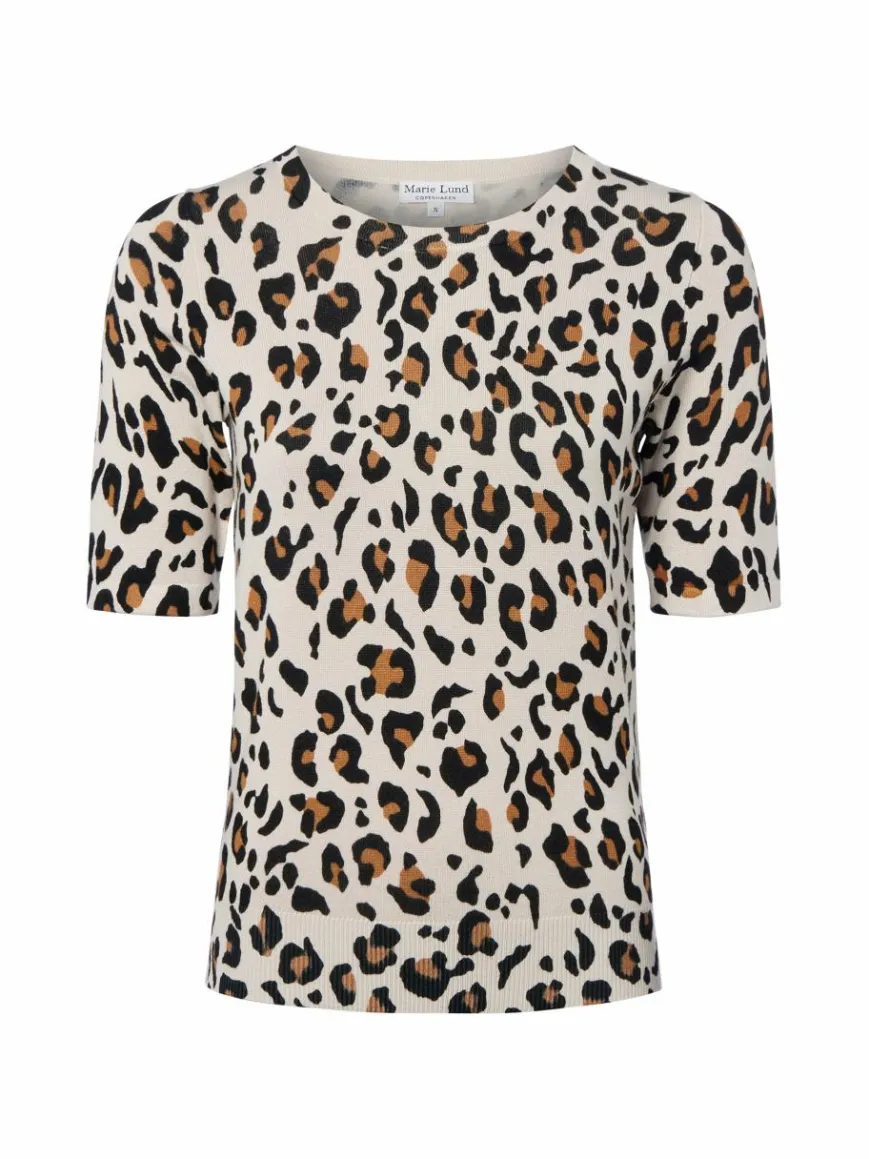 Marie Lund Pullover & Strickjacken*Damen Halbarm-Pullover sand schwarz gemustert