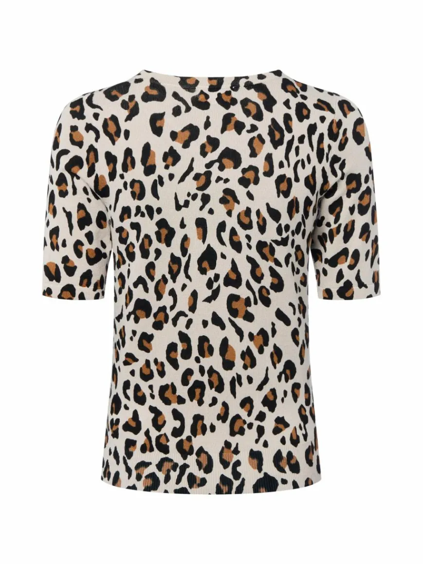 Marie Lund Pullover & Strickjacken*Damen Halbarm-Pullover sand schwarz gemustert