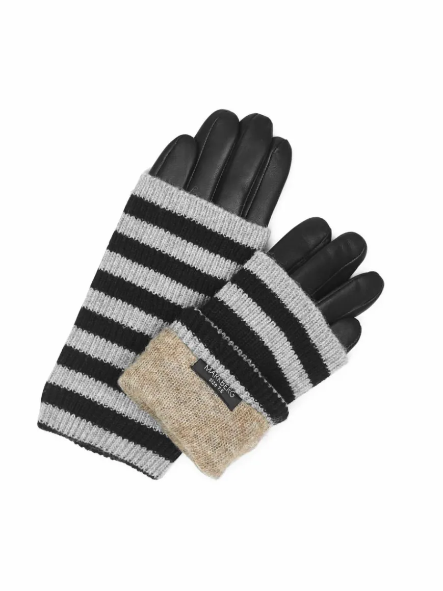 Markberg Handschuhe*Damen Handschuhe schwarz gestreift