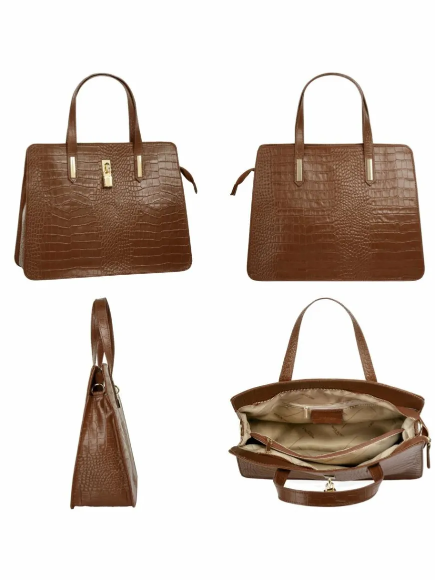 Cluty Taschen & Rucksäcke*Damen Handtasche cognac uni