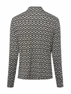 comma Blusen*Damen Hemdbluse schwarz weiß gemustert