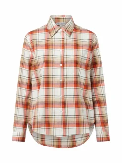 Marie Lund Collection Blusen*Damen Hemdbluse ecru orange kariert