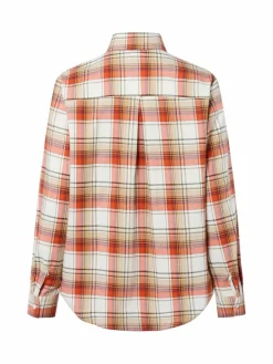 Marie Lund Collection Blusen*Damen Hemdbluse ecru orange kariert