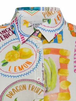 Emily van den Bergh Blusen*Damen Hemdbluse weiß mehrfarbig gemustert