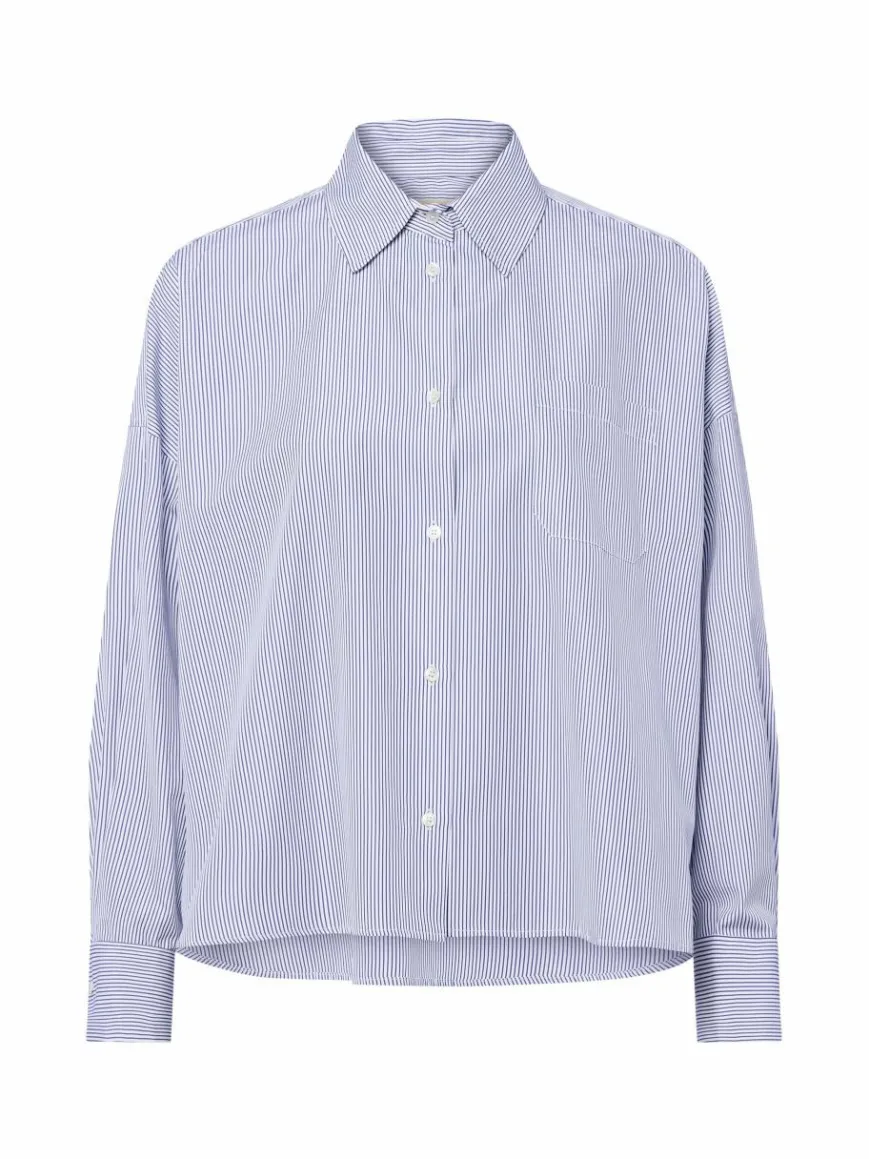 Weekend Max Mara Blusen*Damen Hemdbluse blau weiß gestreift