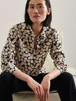 Seidensticker Blusen*Damen Hemdbluse - Druck blau bedruckt