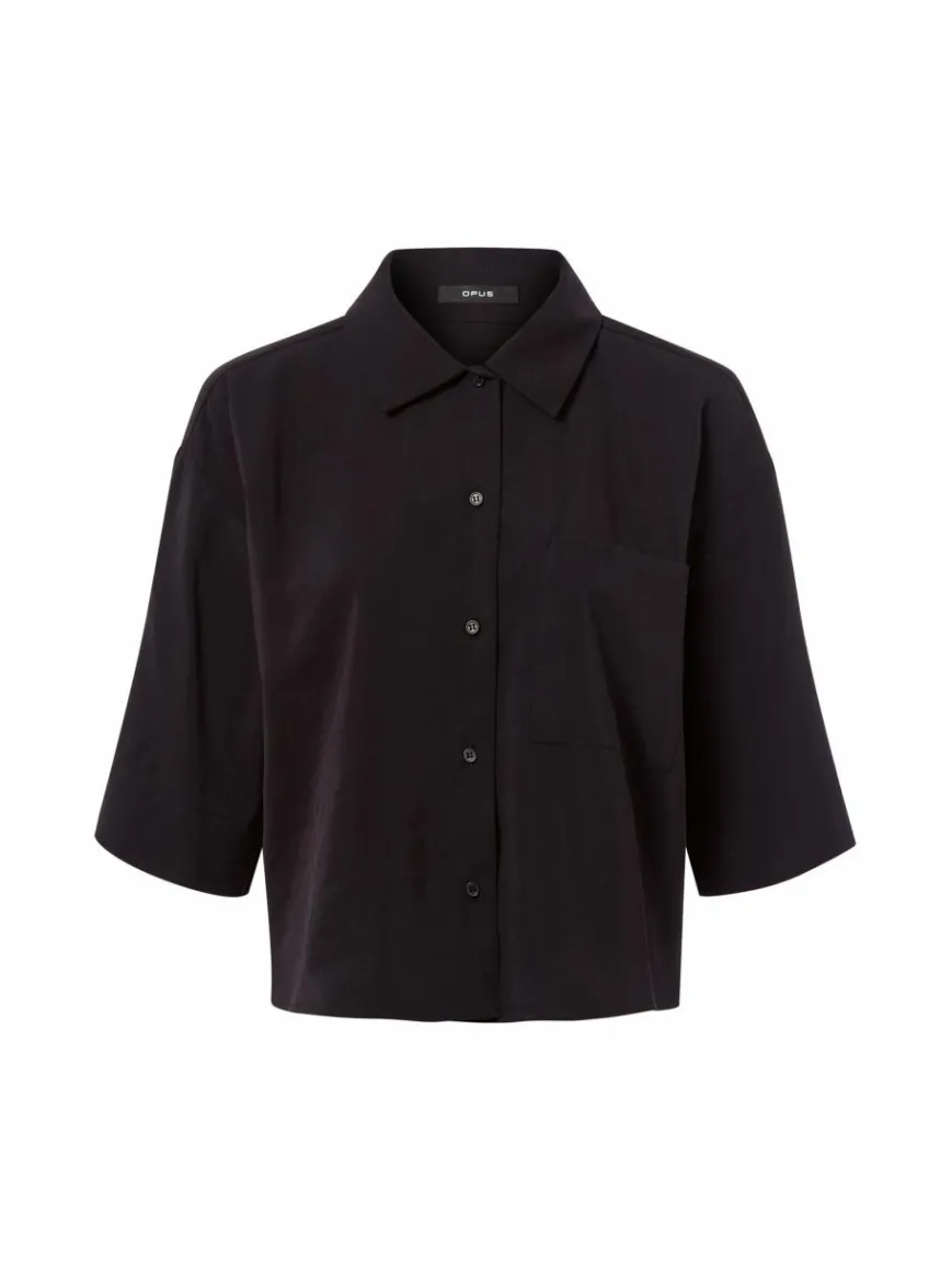 Opus Blusen*Damen Hemdbluse - Fabbey schwarz uni