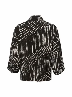 Opus Blusen*Damen Hemdbluse - Fiana Palm Leaves schwarz beige gemustert