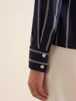 Seidensticker Blusen*Damen Hemdbluse - Kettenprint blau gemustert