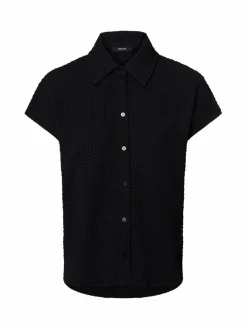 Opus Blusen*Damen Hemdbluse - Samsi schwarz uni