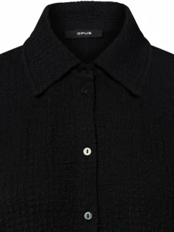Opus Blusen*Damen Hemdbluse - Samsi schwarz uni