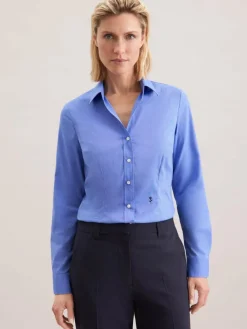 Seidensticker Blusen*Damen Hemdbluse - Uni blau uni