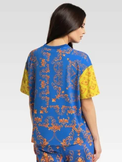 Carlo Colucci Shirts & Tops*Damen, Herren T-Shirt - Ciresa blau gemustert