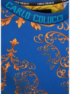 Carlo Colucci Shirts & Tops*Damen, Herren T-Shirt - Ciresa blau gemustert