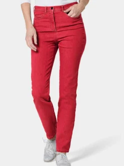 Goldner Jeans*Damen High-Stretch-Jeanshose - Damen Jeans Slim Fit LOUISA mit Stretch-Anteil rot uni