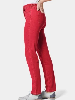 Goldner Jeans*Damen High-Stretch-Jeanshose - Damen Jeans Slim Fit LOUISA mit Stretch-Anteil rot uni