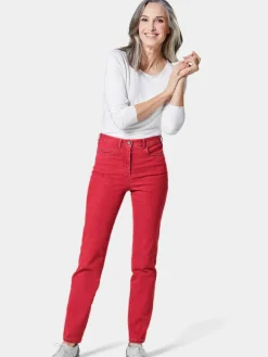 Goldner Jeans*Damen High-Stretch-Jeanshose - Damen Jeans Slim Fit LOUISA mit Stretch-Anteil rot uni