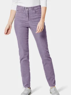 Goldner Jeans*Damen High-Stretch-Jeanshose - Damen Jeans Slim Fit LOUISA mit Stretch-Anteil lila uni