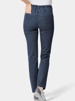 Goldner Jeans*Damen High-Stretch-Jeanshose - Damen Jeans Slim Fit LOUISA mit Stretch-Anteil blau uni