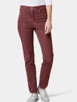 Goldner Jeans*Damen High-Stretch-Jeanshose - Damen Jeans Slim Fit LOUISA mit Stretch-Anteil braun uni