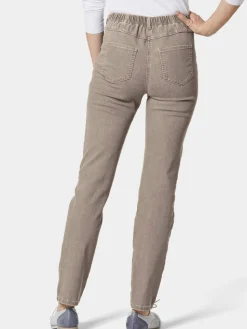 Goldner Jeans*Damen High-Stretch-Jeanshose - Damen Jeans Slim Fit LOUISA mit Stretch-Anteil taupe uni