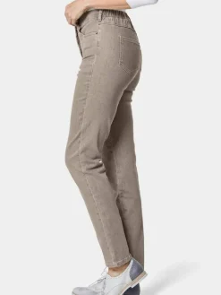 Goldner Jeans*Damen High-Stretch-Jeanshose - Damen Jeans Slim Fit LOUISA mit Stretch-Anteil taupe uni