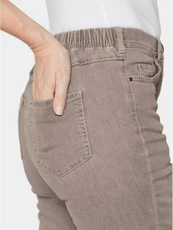 Goldner Jeans*Damen High-Stretch-Jeanshose - Damen Jeans Slim Fit LOUISA mit Stretch-Anteil taupe uni